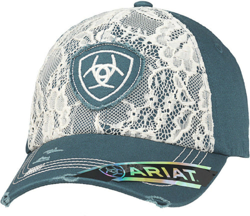 Ariat Womens Lace Shield Patch Adjustable Baseball Cap Hat, (Blue, One Size)