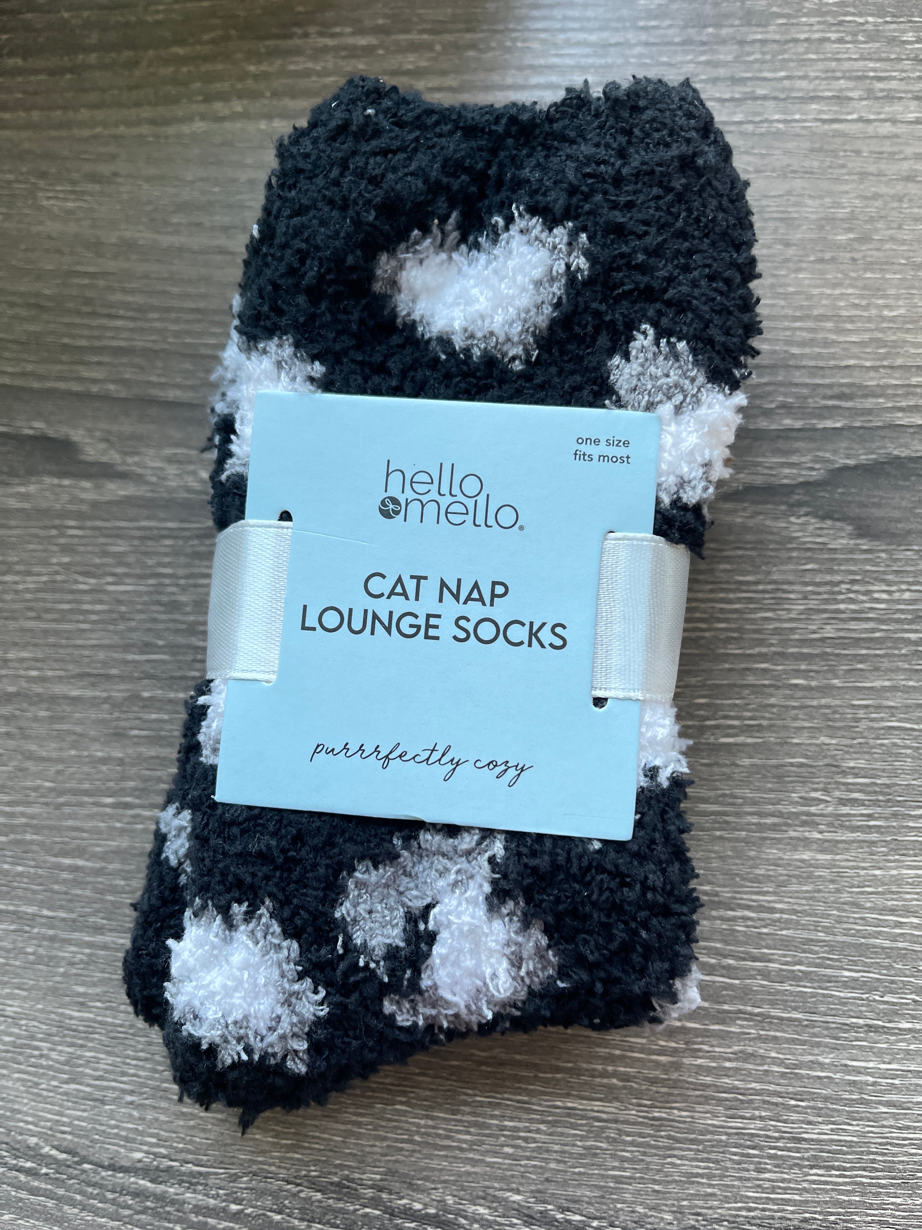 Hello Mello Cat Nap Lounge Socks, Purrrfectly Cozy