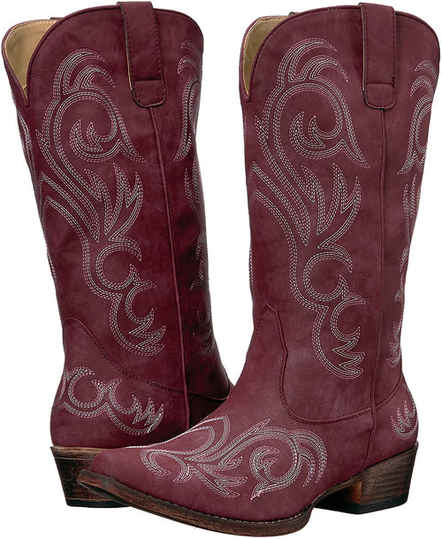 Roper Womens Riley Fashion Faux Leather Snip Toe Western Boot