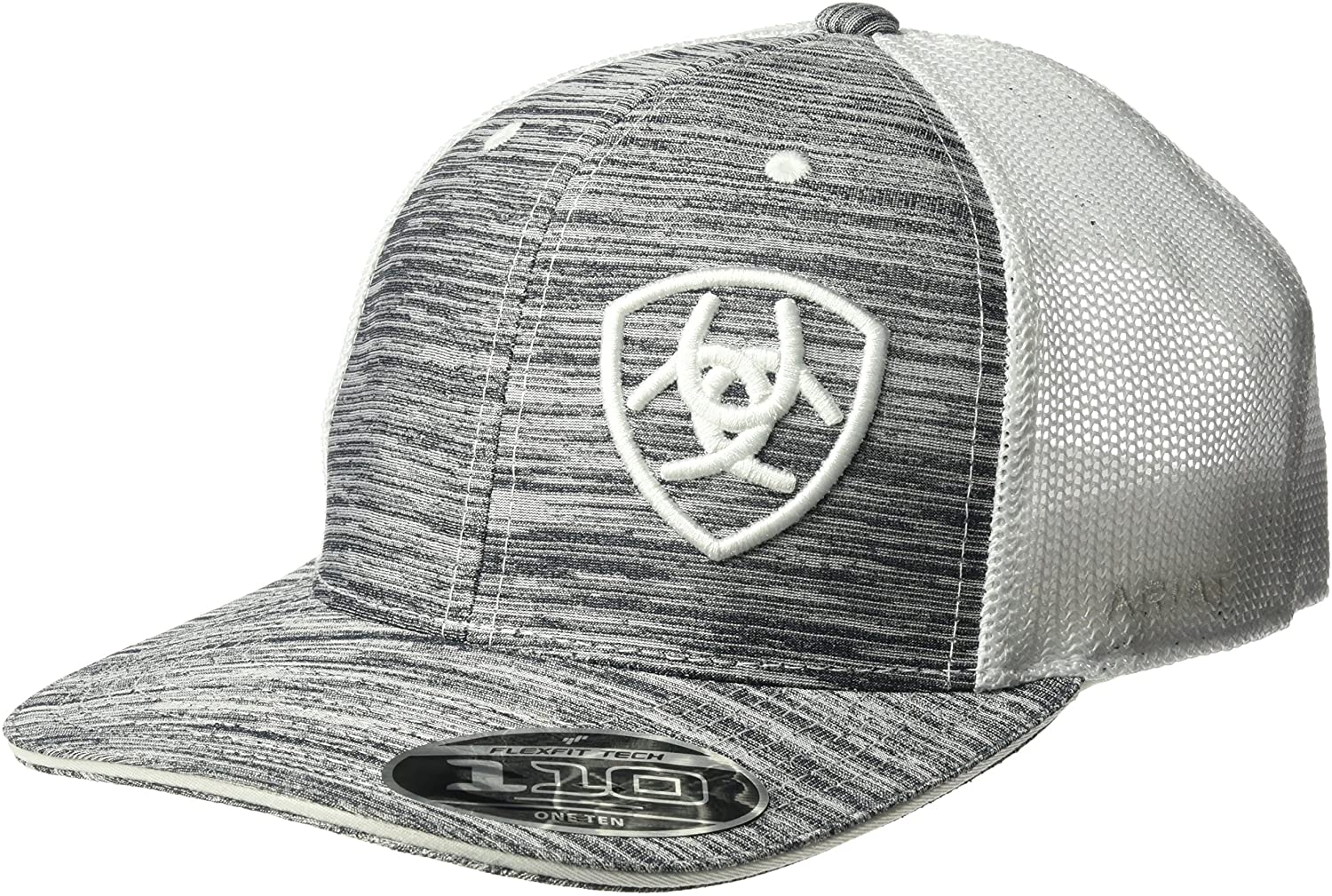 Ariat Mens Adjustable Snapback Mesh Cap Hat (Grey Heather/White, One Size)