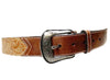 Hooey Mens Roughy Floral Geometric Tooled Pattern Leather Belt