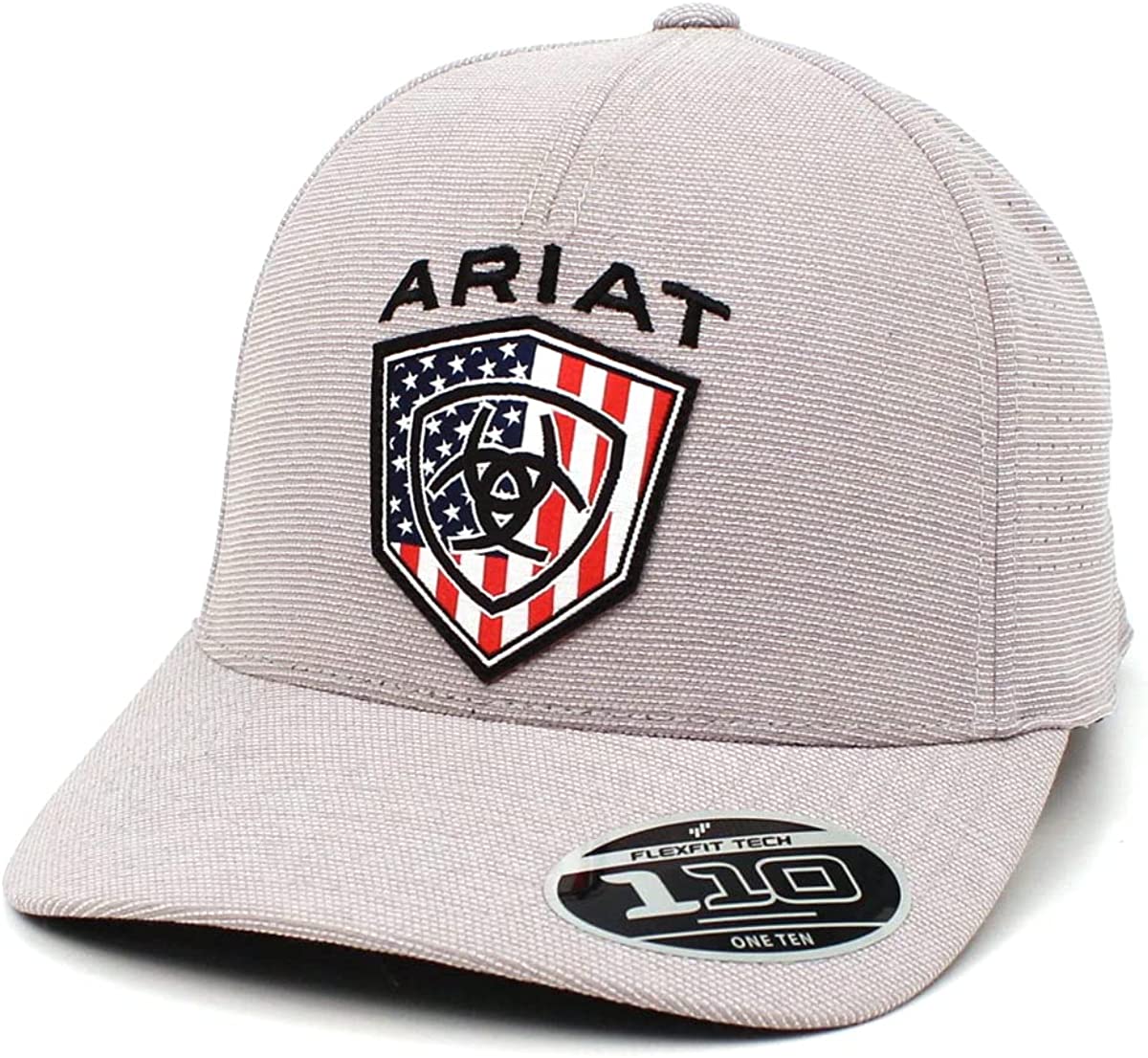 Ariat Men's Flexfit USA Flag Patch Adjustable Snapback Cap Hat (Grey)