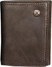 Hooey Mens Double Stitched Leather Tri-Fold Wallet With Logo Rivot