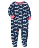 Carters Girls 1 Piece Footed Sleeper Zip Up Fleece Pajama