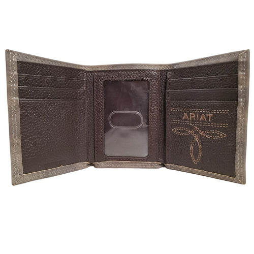 Ariat Mens Shield Logo Concho Leather Trifold Wallet