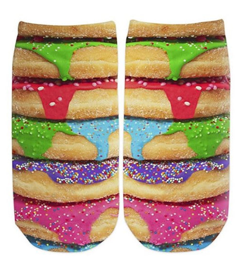 Sublime Designs Adults Fun Printed No Show Socks-Sweet Savory Sprinkle Donut