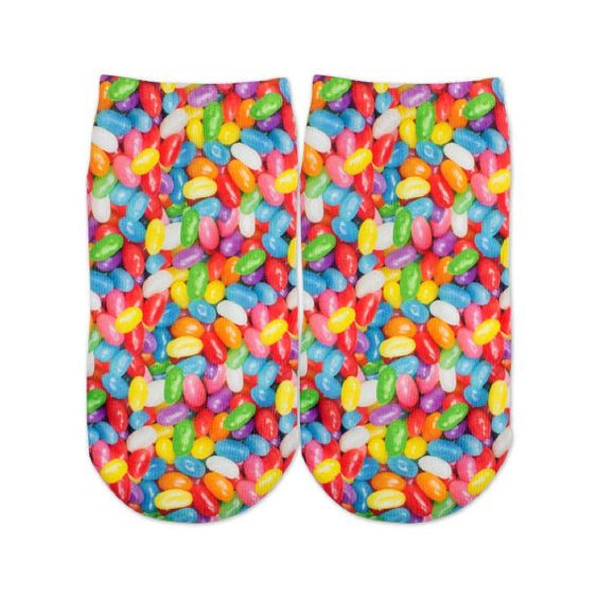 Sublime Designs Adults Fun Printed No Show Socks-Sweet Jelly Beans Candy Foodie