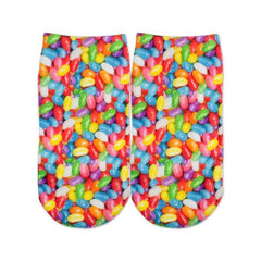 Sublime Designs Adults Fun Printed No Show Socks-Sweet Jelly Beans Candy Foodie