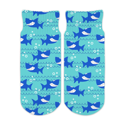 Sublime Designs Kids Fun Printed Ankle Socks-Blue Cartoon Sharks