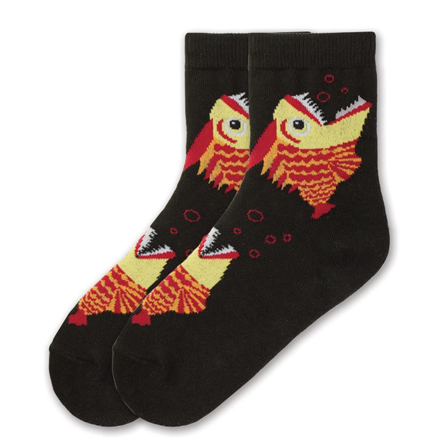 K. Bell Kids 1 Pack Fun Novelty Cool Printed Design Crew Socks (Sock Size 6-8.5)