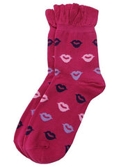 K. Bell Collection Womens Cute and Fun Kisses Pattern Ruffle Top Anklet Sock