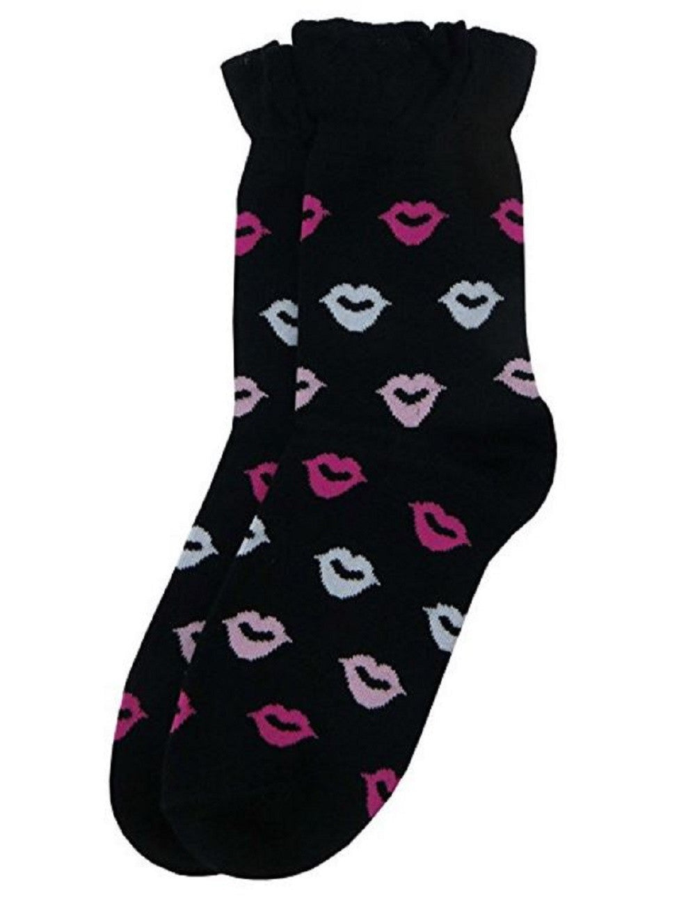 K. Bell Collection Womens Cute and Fun Kisses Pattern Ruffle Top Anklet Sock