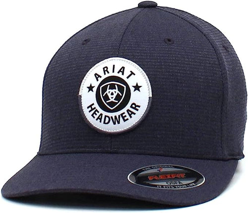 Aariat Mens Navy Blue Flexfit Round Logo Patch Cap