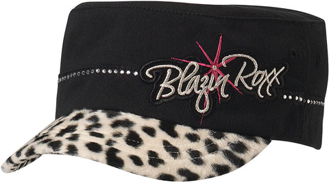 Blazin Roxx Girls Military Style Adjustable Hat (Cheetah Print/Black, One Size)