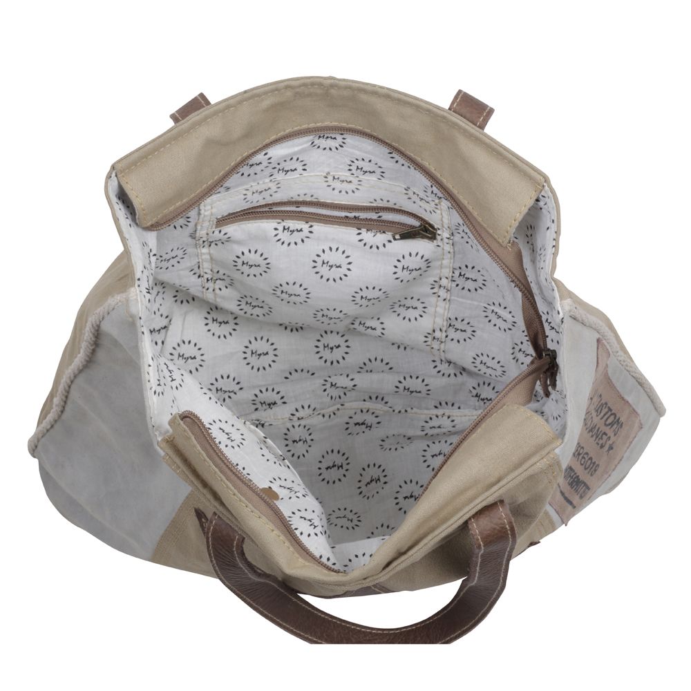 Myra Bag Edgy Star Canvas and Leather Tote Shoulder Bag