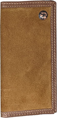 Ariat Mens Distressed Leather American Flag Shield Logo Tri-fold Wallet, Brown