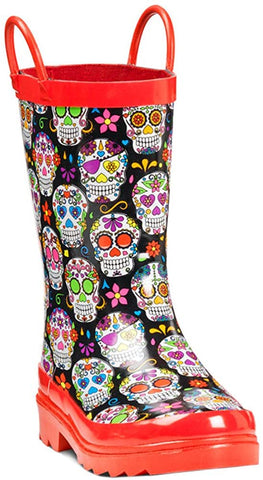 Blazin Roxx Girls Jentri Colorful Skull Rubber Rain Boots