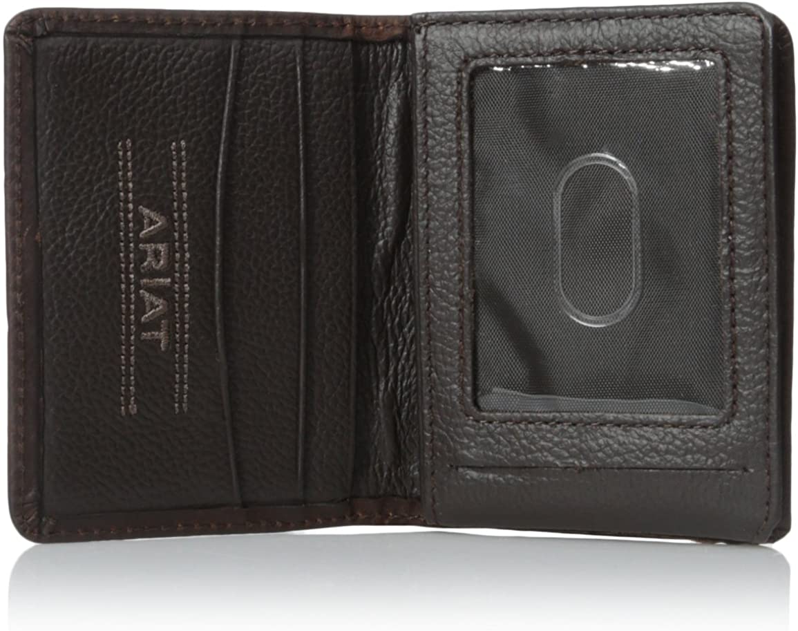 Ariat Mens Boot Vent Leather Bi-fold Flip-case Wallet (Copper Brown)
