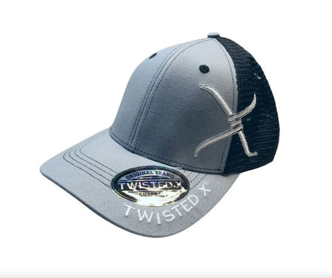Twisted X Mens Adjustable Snapback Mesh Cap Hat (Grey/Black)