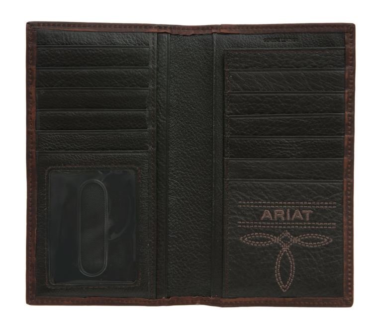 Ariat Performance Work Leather Checkbook/Rodeo Wallet (Dark Copper)