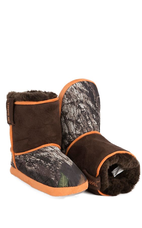 DBL Barrel Unisex Infant Mossy Oak Camouflage Fur Lined Slip-on Bootie Slipper