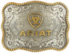 Ariat Mens Rectangle Two Tone Floral Filigree Belt Buckle (Silver/Gold)