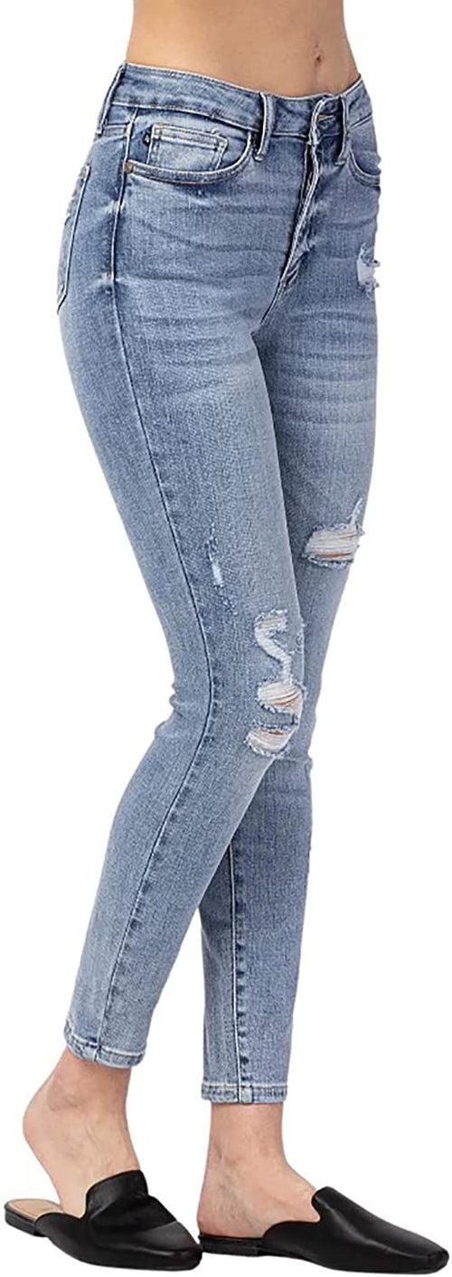 Judy Blue Womens High Rise Destroyed Skinny Jeans