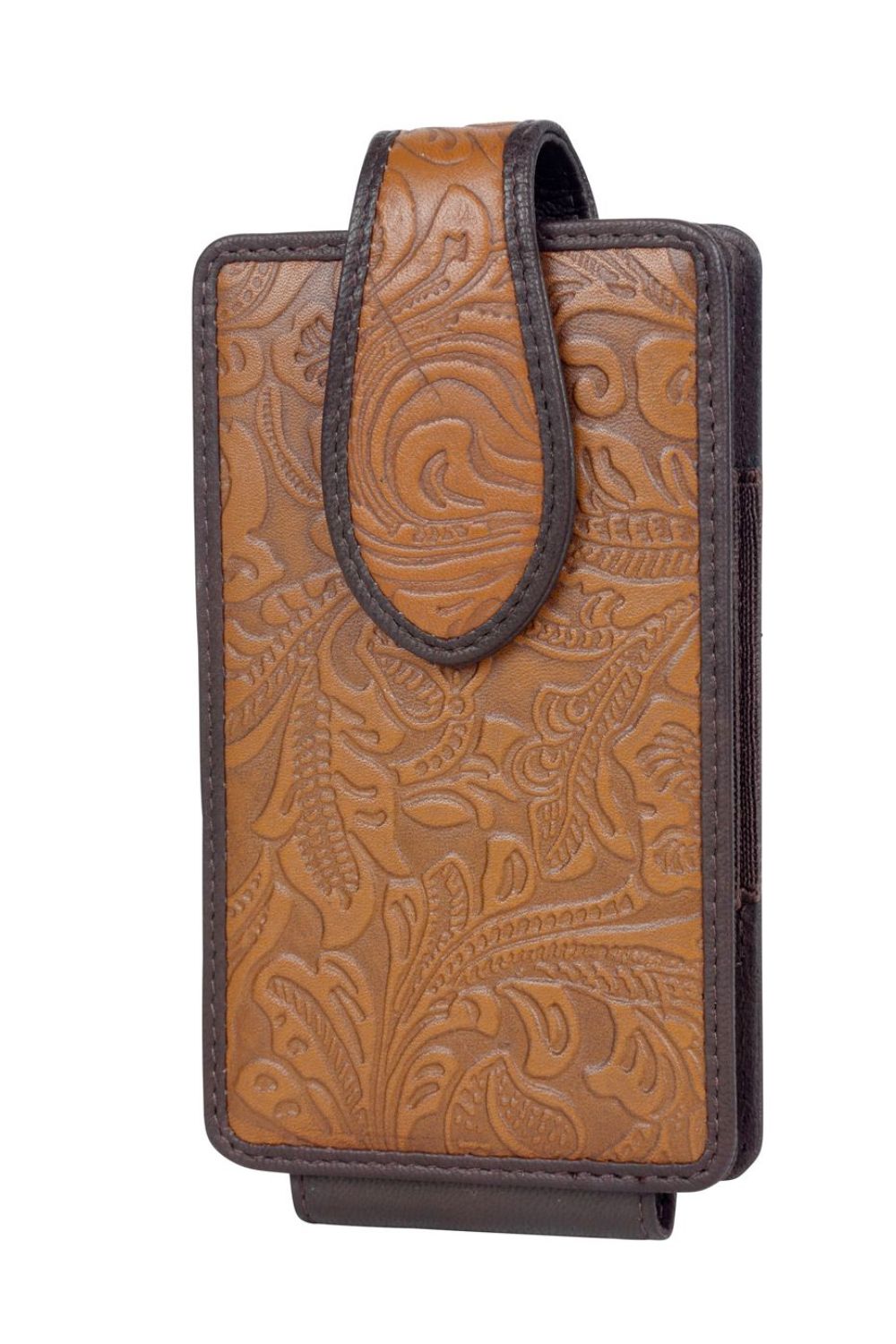 Myra Bag Splinters Tooled Leather Cell Phone Holder (5.5" X 3.5" X 1.25")