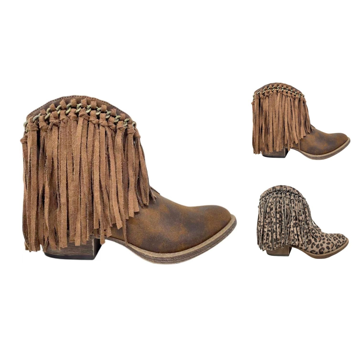 Very G Womens Juno Fringed Ankle Bootie