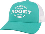 Hooey Mens Saloon Adjustable Snapback Trucker Mesh Back Hat, Teal/White