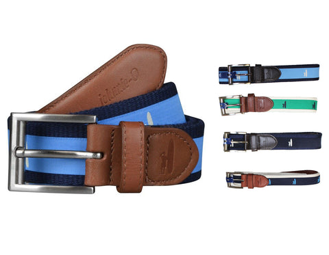 G-Bar-D Mens Top Grain Leather Belt With Embossed Weave Design (Brown)