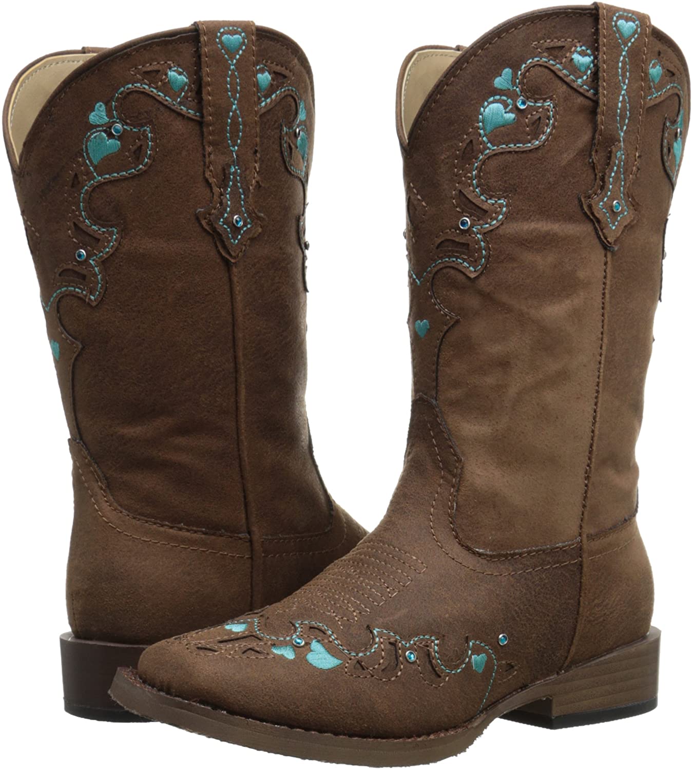 Roper Girls Toddler Hearts Square Toe Cowgirl Boots