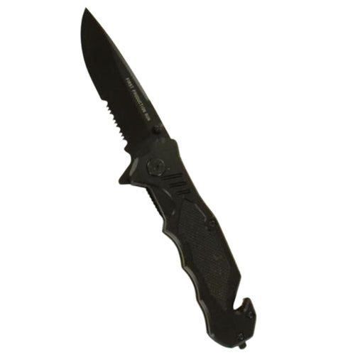 Quick Assist Pocket Rescue All Knife- All Black Stainless Steel
