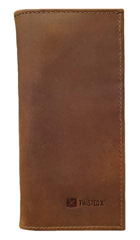 Twisted X Mens Leather Rodeo Checkbook Wallet (Chocolate Brown)