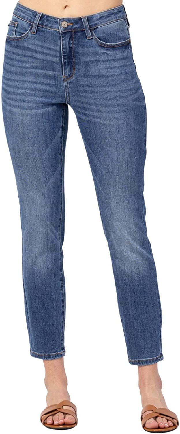 Judy Blue Womens High Rise Slim Fit Ankle Length Medium Wash Jeans