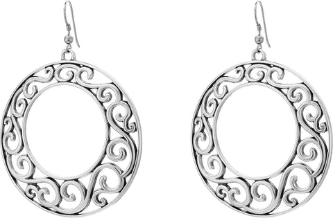 M&F Western Women's Filigree Silver Hoop Earrings