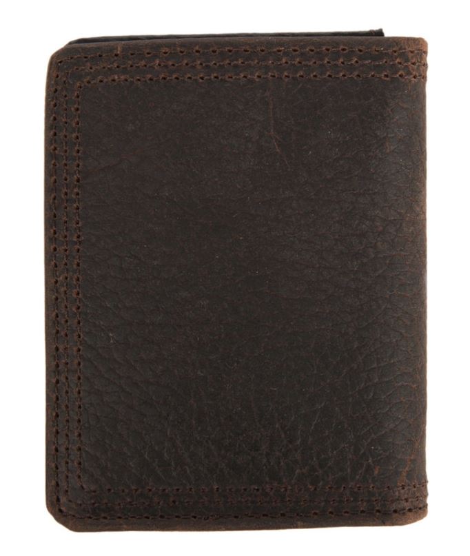 Ariat Performance Work Mens Bi-Fold Flipcase Leather Wallet (Dark Rowdy Brown)