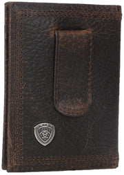Ariat Performance Work Front Pocket Bifold Money Clip Wallet (Brown Rowdy)
