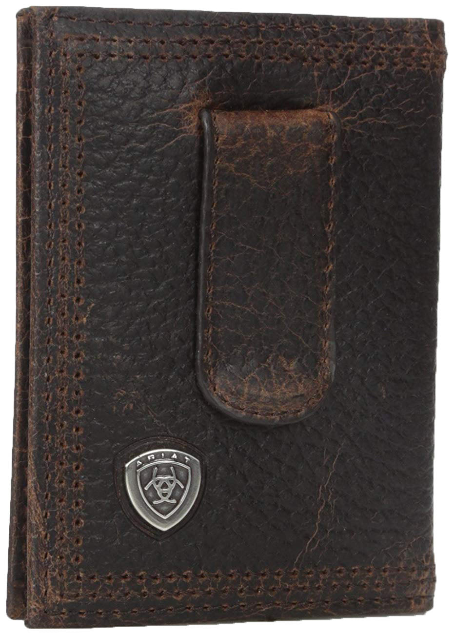 Ariat Performance Work Front Pocket Bifold Money Clip Wallet (Brown Rowdy)