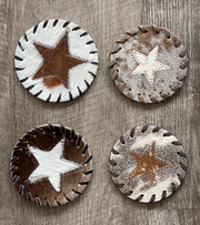 Western Hair On Hide Coaster set, 4 Stars