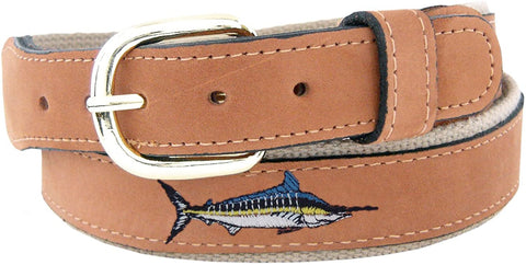 ZEP PRO Mens BTL3 Leather Embroidered Marlin Belt (Tan, 38)