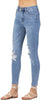 Judy Blue Womens High Waist Destroyed Tummy Control Skinny Jeans