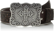 Nocona Womens Large Cross Buckle Tooled Leather Belt