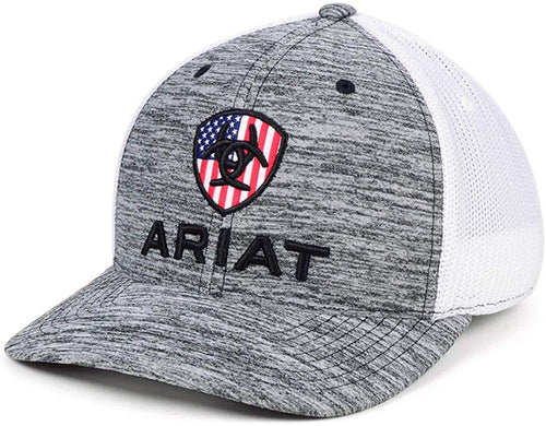 Ariat Mens Adjustable Snapback Mesh Cap Hat (Heather Grey/White, One Size)