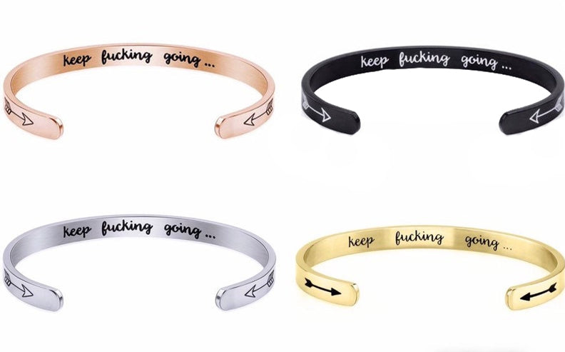 KFG Inspirational Womens Keep Going Motivational Bangle Bracelet
