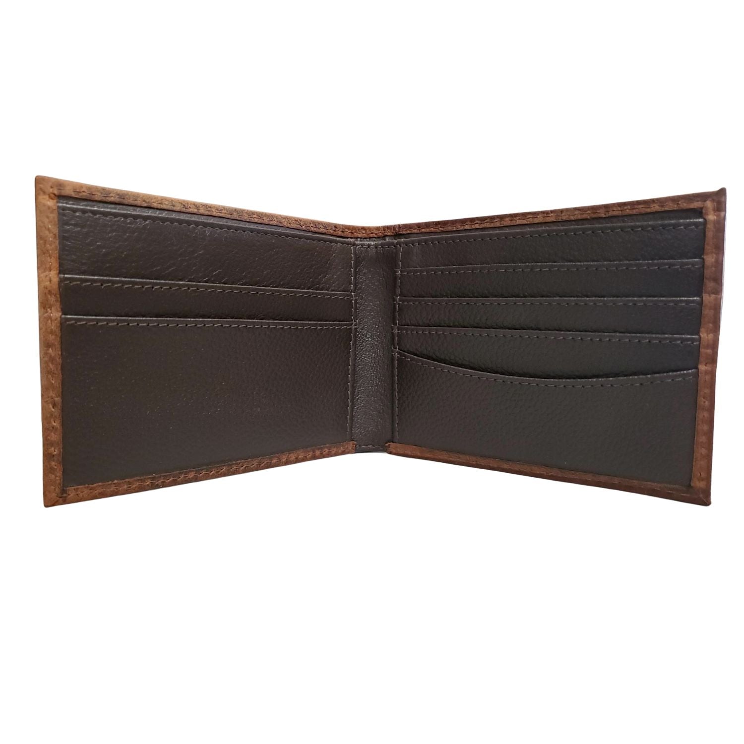 Ariat Mens Pebbled Leather Embossed Shield Logo Bifold Wallet, Brown