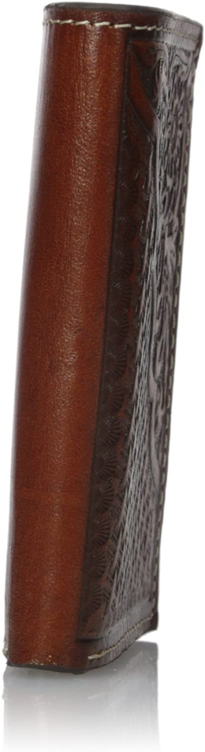Nocona Mens Western Pro Trifold Tooled Leather Wallet (Saddle Brown)