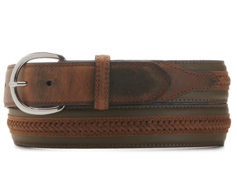Nocona Men's Fortworth USA Natural Belt, Conchos on Tan Leather, 36