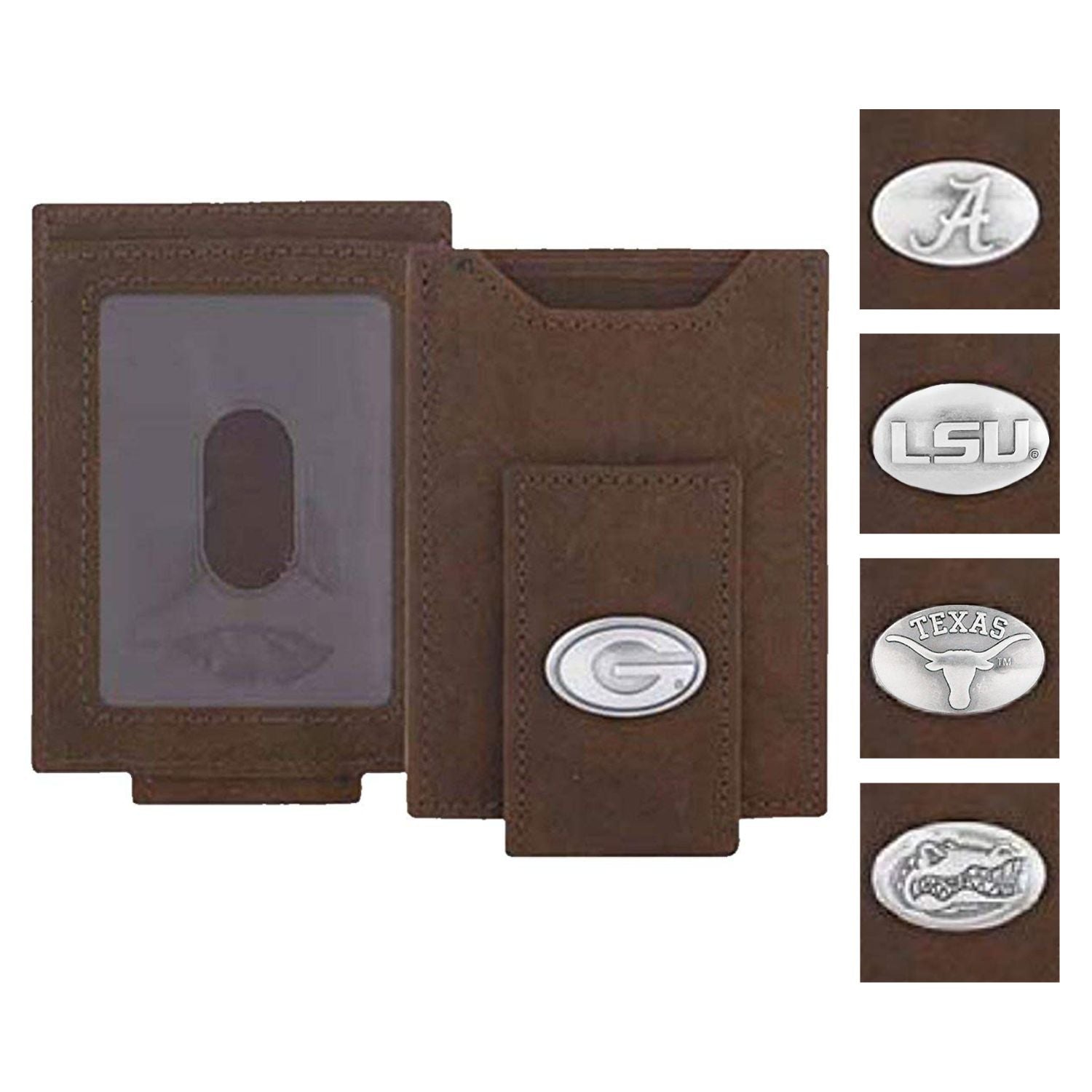 ZEP-PRO Mens Collegiate Crazy Horse Leather Front Pocket Wallet