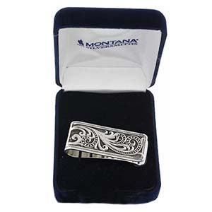 Montana Silversmiths Western Themed Money Clip (Western Lace Whisper, Silver)